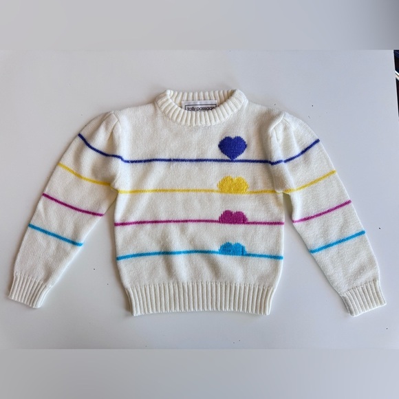 Vintage Other - Vintage 90s Taffy Passage Striped Hearts Acrylic Pullover Sweater Size M (5/6)